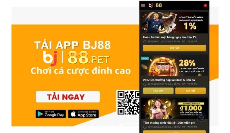 Tải ứng dụng cá cược Bj88 về máy cho các hệ điều hành